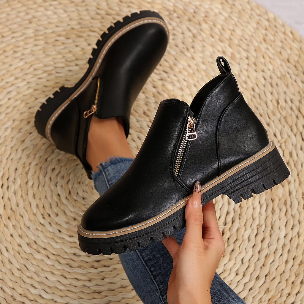 Onyx Chunky Sole Side-Zip Ankle Boots