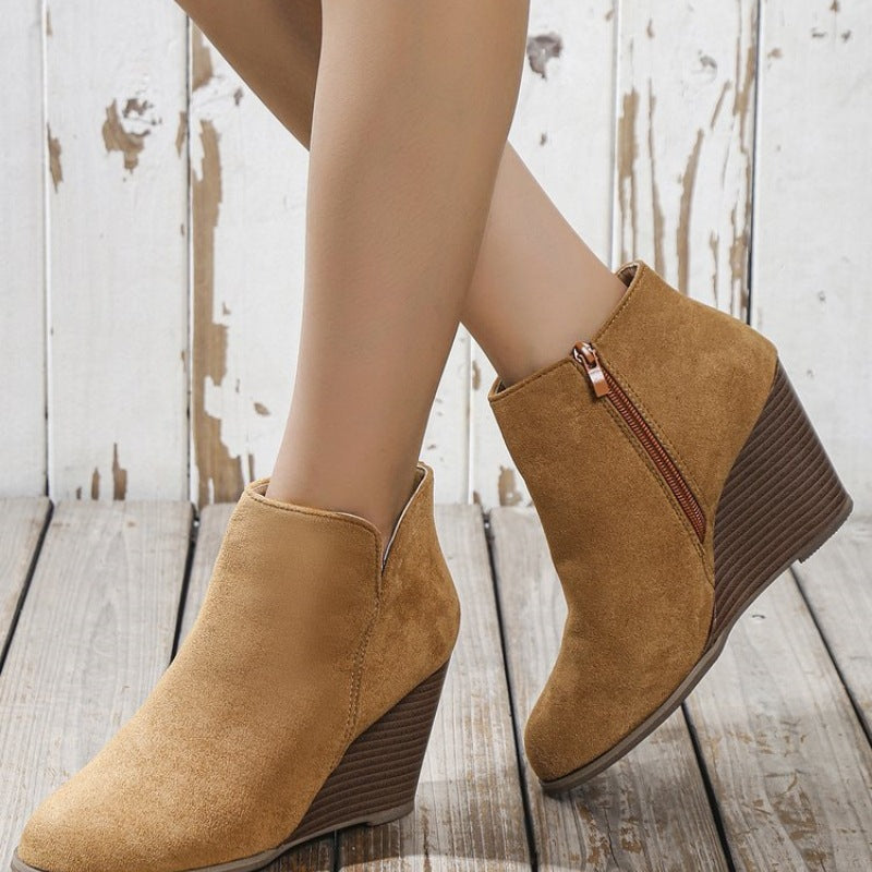 Marlowe Suede-Effect Wedge Ankle Boots