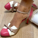 Daisy Two-Tone Bow Slingback Heels