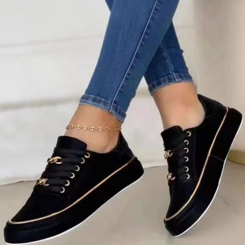Gigi Chain-Trim Platform Trainers – Black