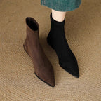 Camille sock boots in brown and black, from above