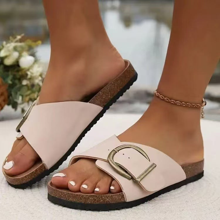 Riviera | Buckle Footbed Sliders