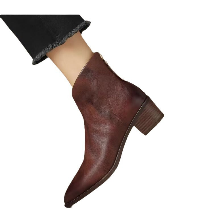 Juno Pointed V-Cut Ankle Boots