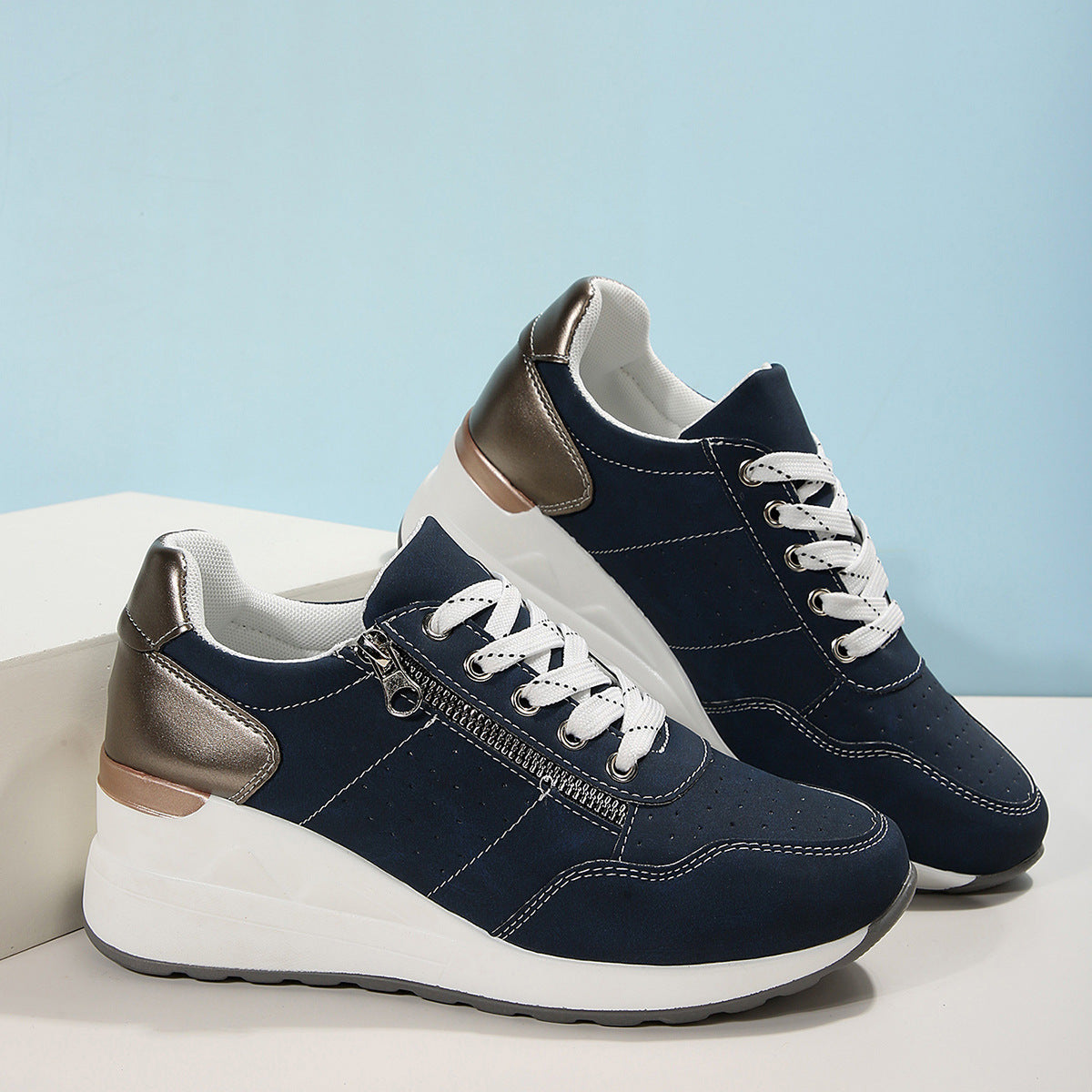 Lina | Perforated Wedge Trainers