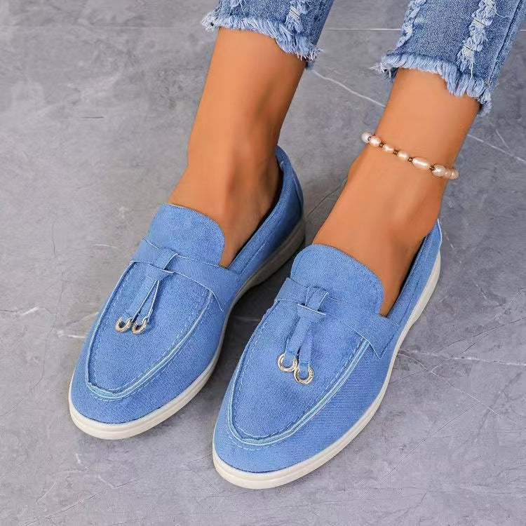 Lucia Suede-Effect Tassel Loafers – Blue