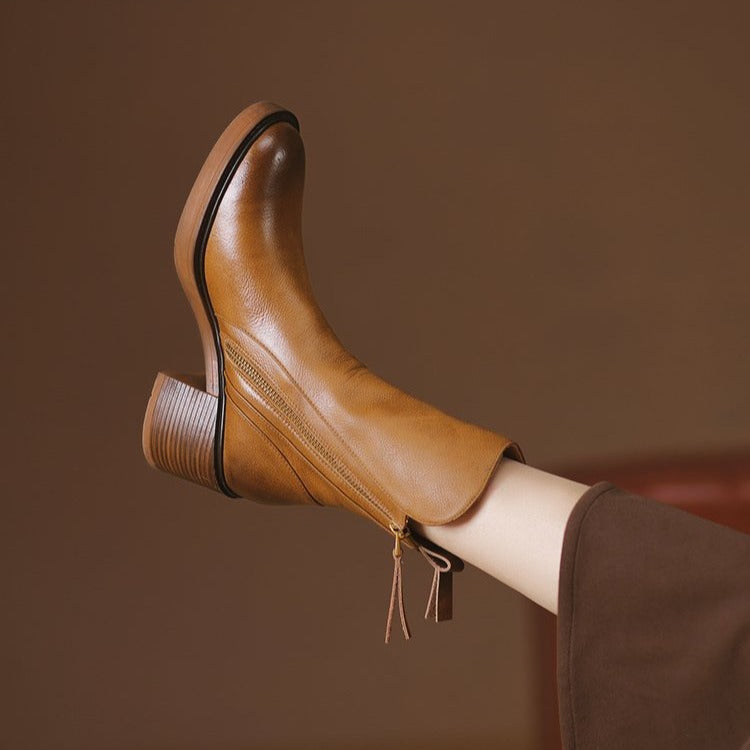 Edith Vintage Block Heel Ankle Boots