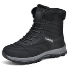 Ebba black lace-up winter boot with black faux-fur collar