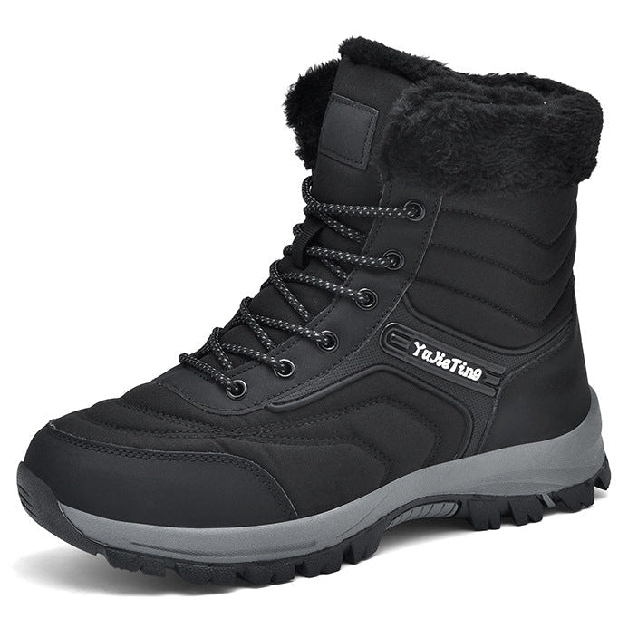 Ebba black lace-up winter boot with black faux-fur collar
