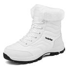 Ebba white lace-up winter boot