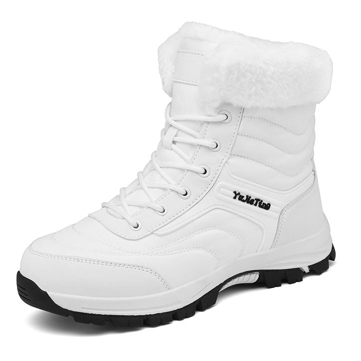 Ebba white lace-up winter boot