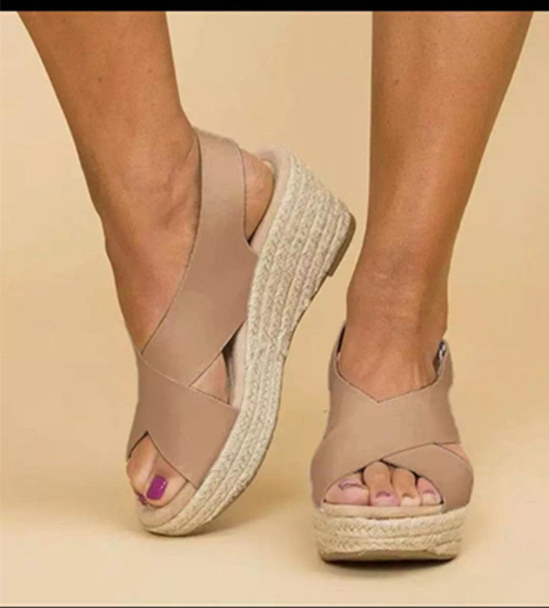 Paloma | Cross-Strap Espadrille Wedges