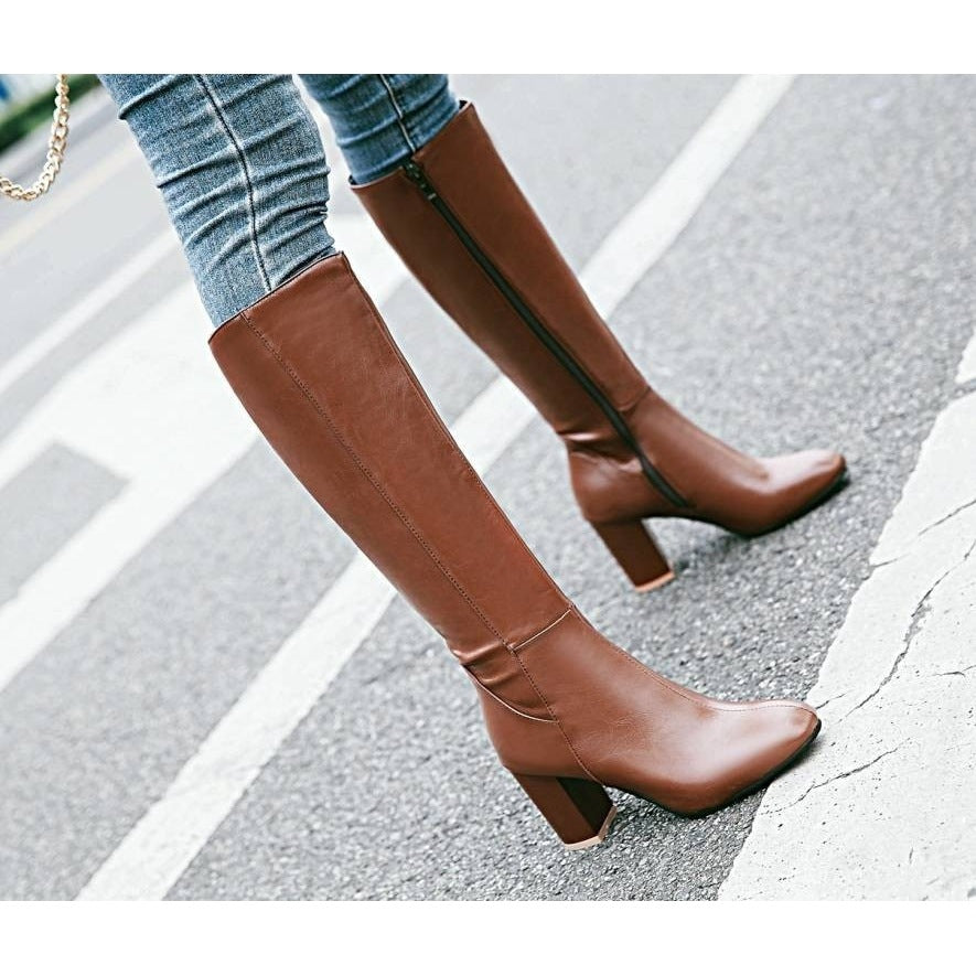 Vivienne Block Heel Knee-High Boots