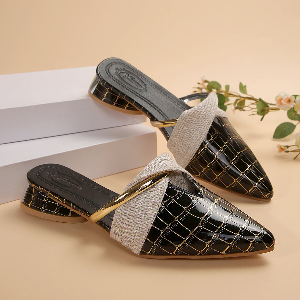 Allegra Croc-Effect Block Heel Mules