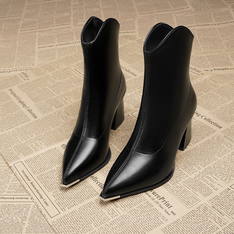 Odette Pointed Block Heel Ankle Boots