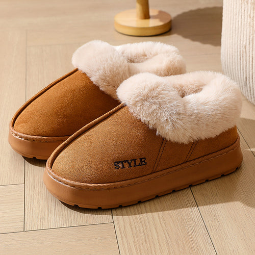 Elin caramel faux-fur collar slippers