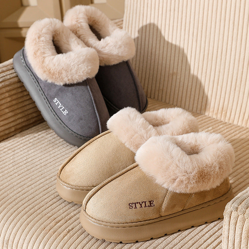 Elin grey and khaki slippers side view
