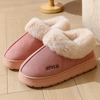 Elin pink faux-fur collar slippers
