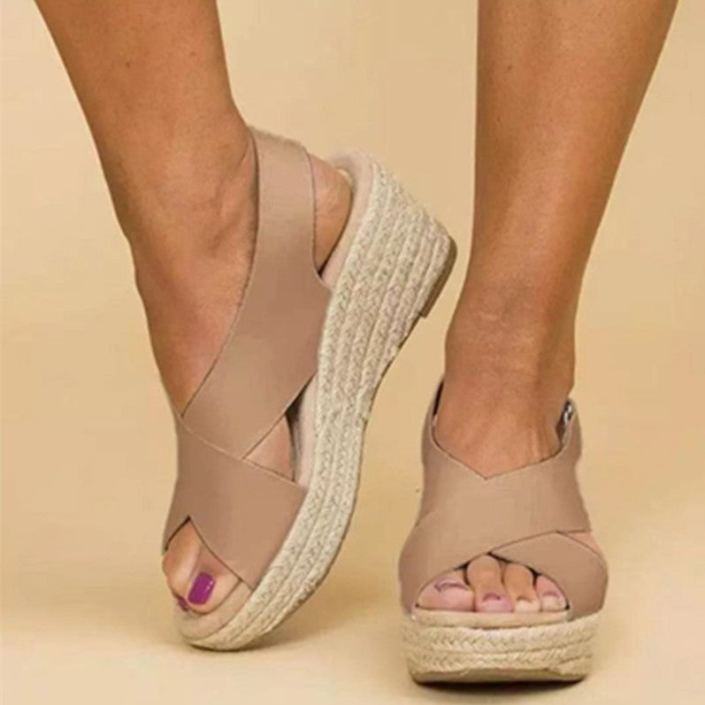 Paloma Cross-Strap Espadrille Wedges