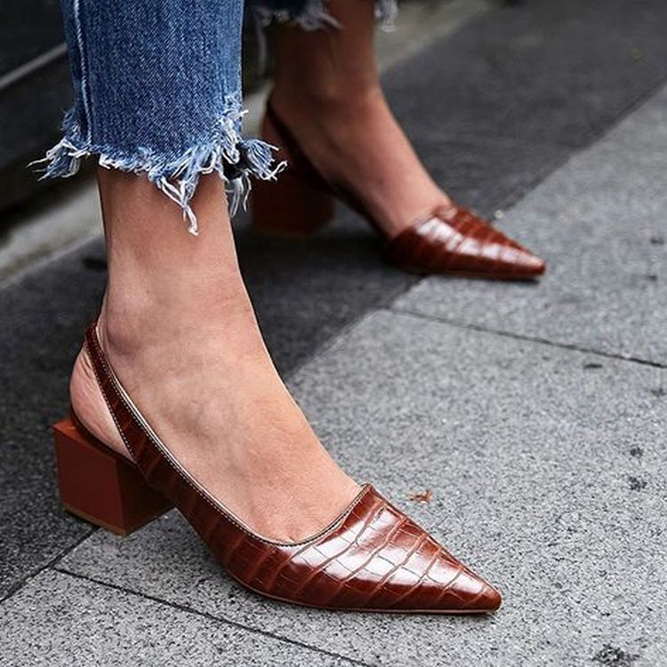 Estelle | Croc-Effect Slingback Heels