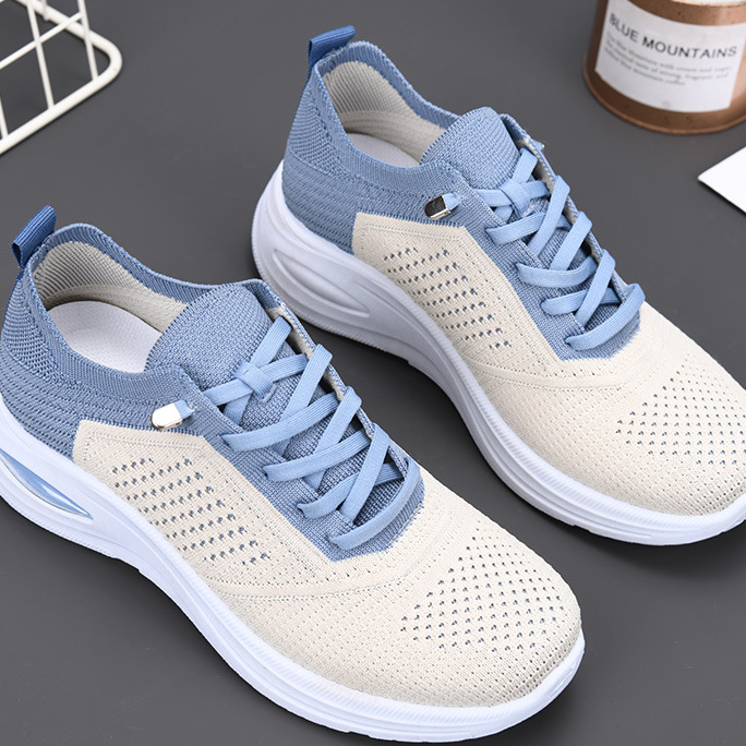 Echo Knit Sock Trainers – Blue & Cream