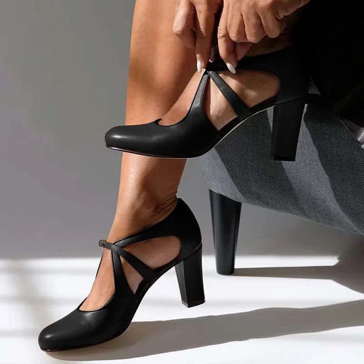 Scarlett Mary Jane Block Heels – Black