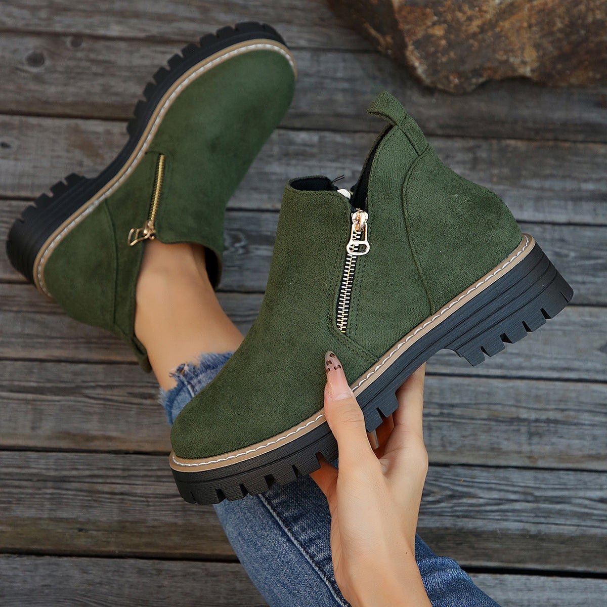 Harper | Side-Zip Lug-Sole Ankle Boots