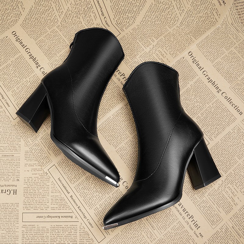 Odette | Pointed Block Heel Ankle Boots