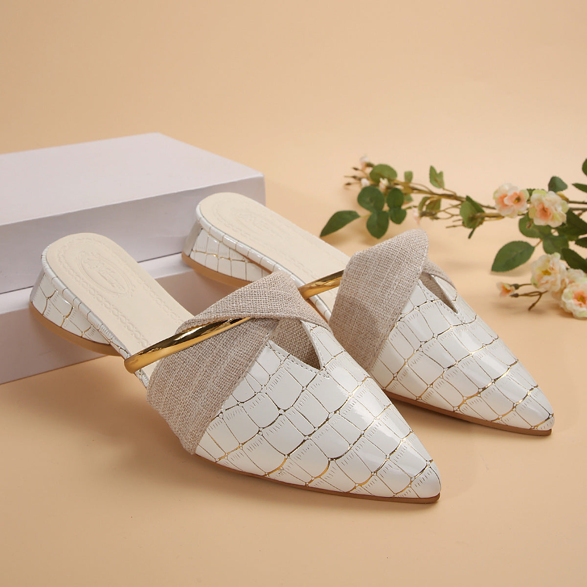 Allegra Croc-Effect Block Heel Mules