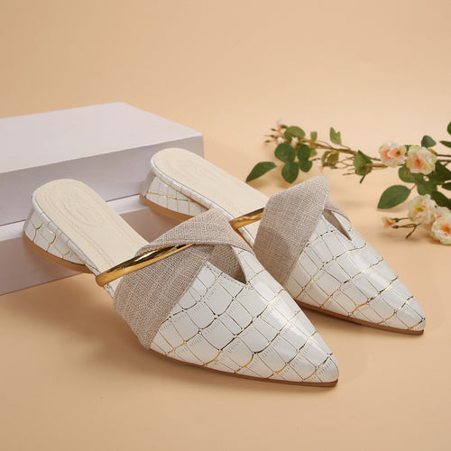 Allegra Croc-Effect Block Heel Mules