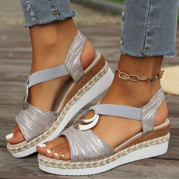 Aurora | Metallic Ring Wedge Sandals