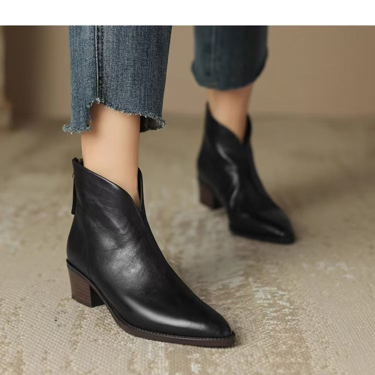 Juno Pointed V-Cut Ankle Boots