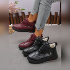 Gunnvor black and burgundy winter trainers worn