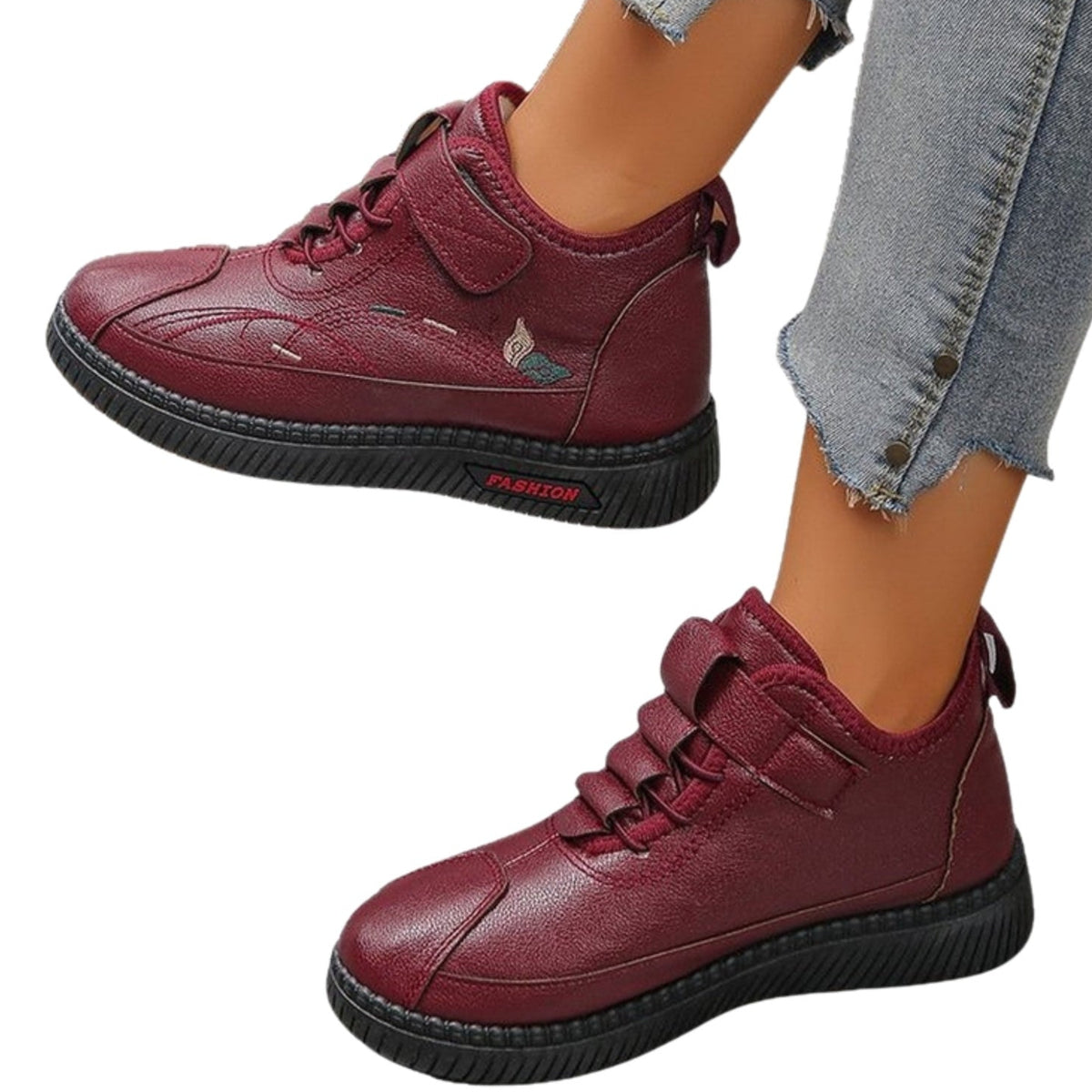 Gunnvor burgundy plush-lined high-top winter trainers