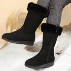 Hedda black fur-lined winter boots worn