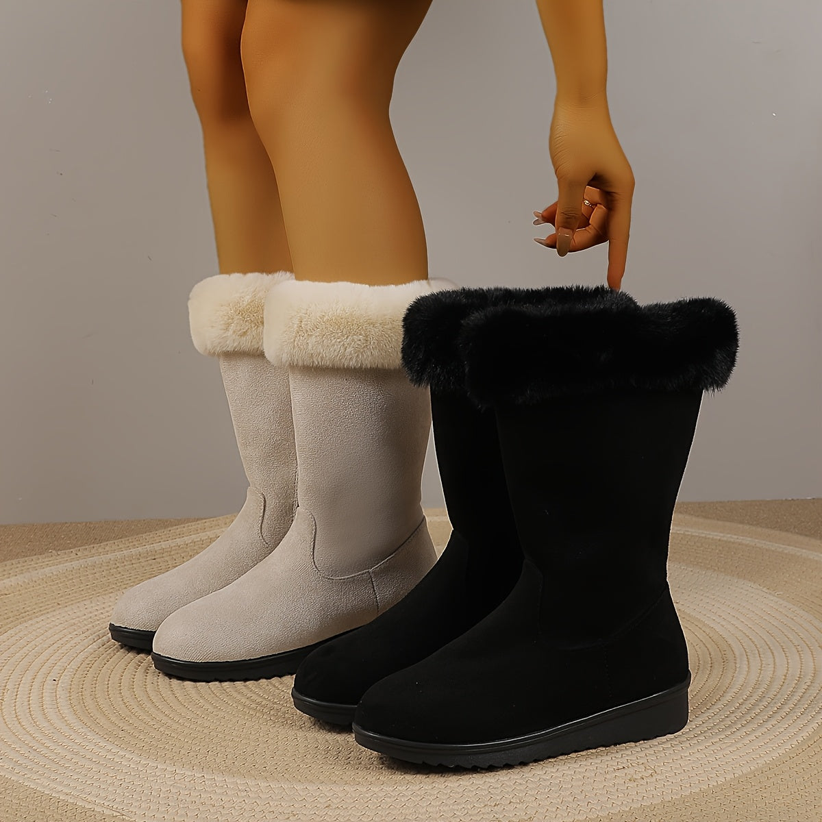 Hedda snow boots in black and beige