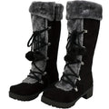 Hjordis black and grey faux-fur cuff lace-up winter boots