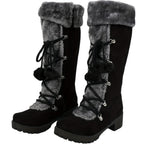 Hjordis black and grey faux-fur cuff lace-up winter boots