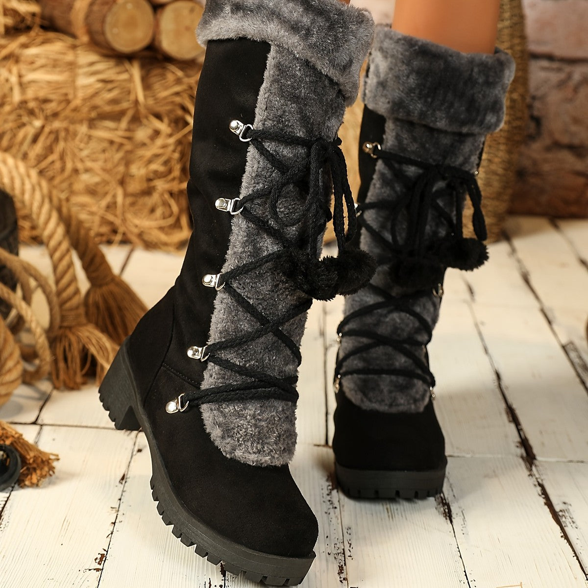 Hjordis lace-up winter boots worn