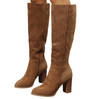 Malin tan faux-suede knee-high boots, front view