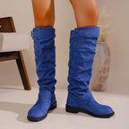 Maren blue slouch boots front view