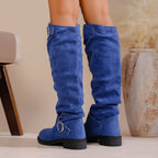 Maren blue slouch boots worn
