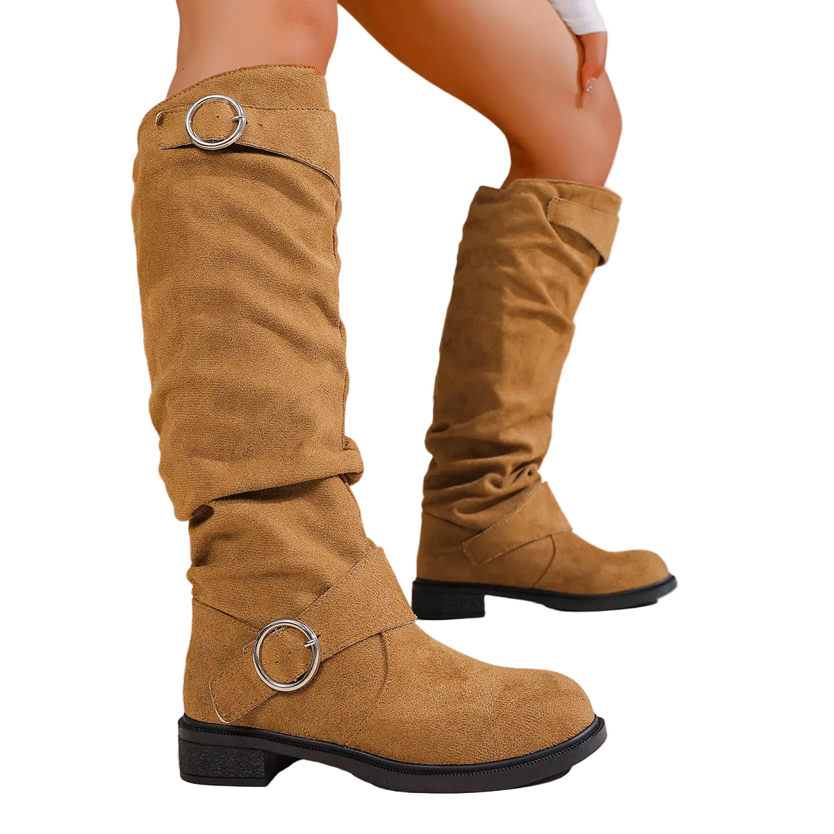 Maren camel slouch boots worn