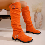 Maren orange slouch boots front view