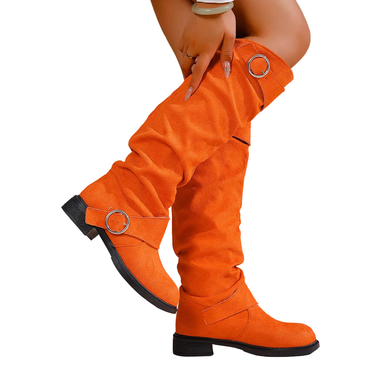 Maren orange slouch boots worn
