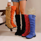 Maren slouch boots in camel, orange, black, red and blue