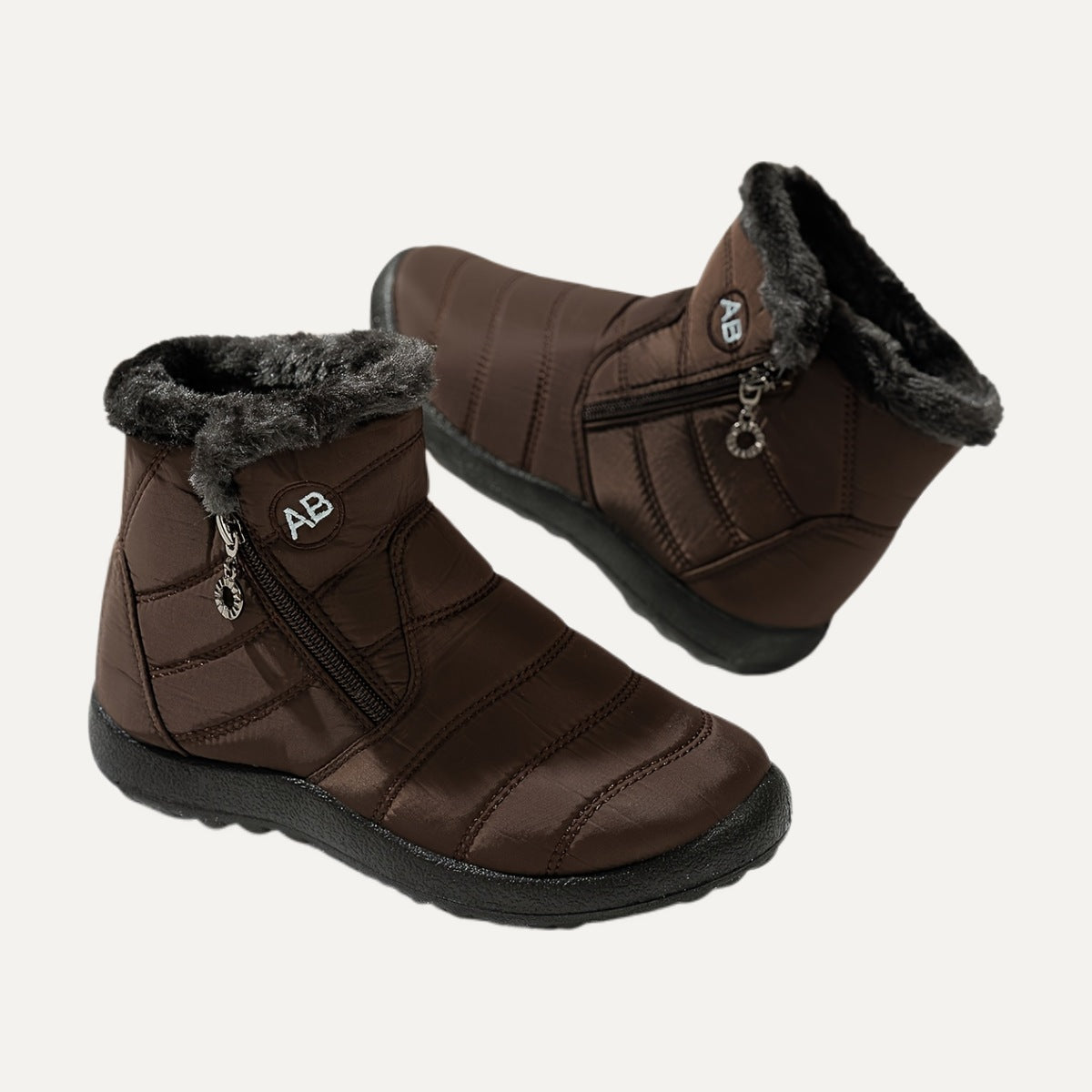 Nell quilted side-zip snow boots in brown
