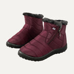 Nell quilted side-zip snow boots in burgundy