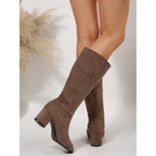 Odile light brown knee-high block heel from behind