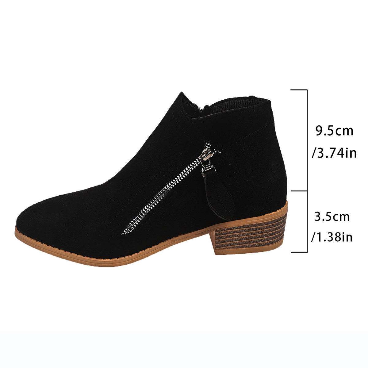 Poppy ankle boots measurements: 9.5 cm shaft and 3.5 cm heel