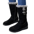 Ragnhild black mid-calf boots with double buckle straps